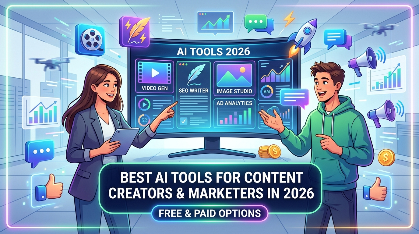 Best AI Tools for Content Creators & Marketers in 2026 (Free & Paid)